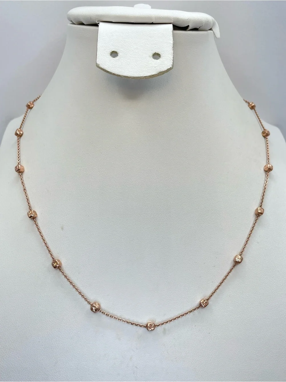 925 Italy Rose Gold Plated Sterling Silver Satellite Ball Necklace Minimalist